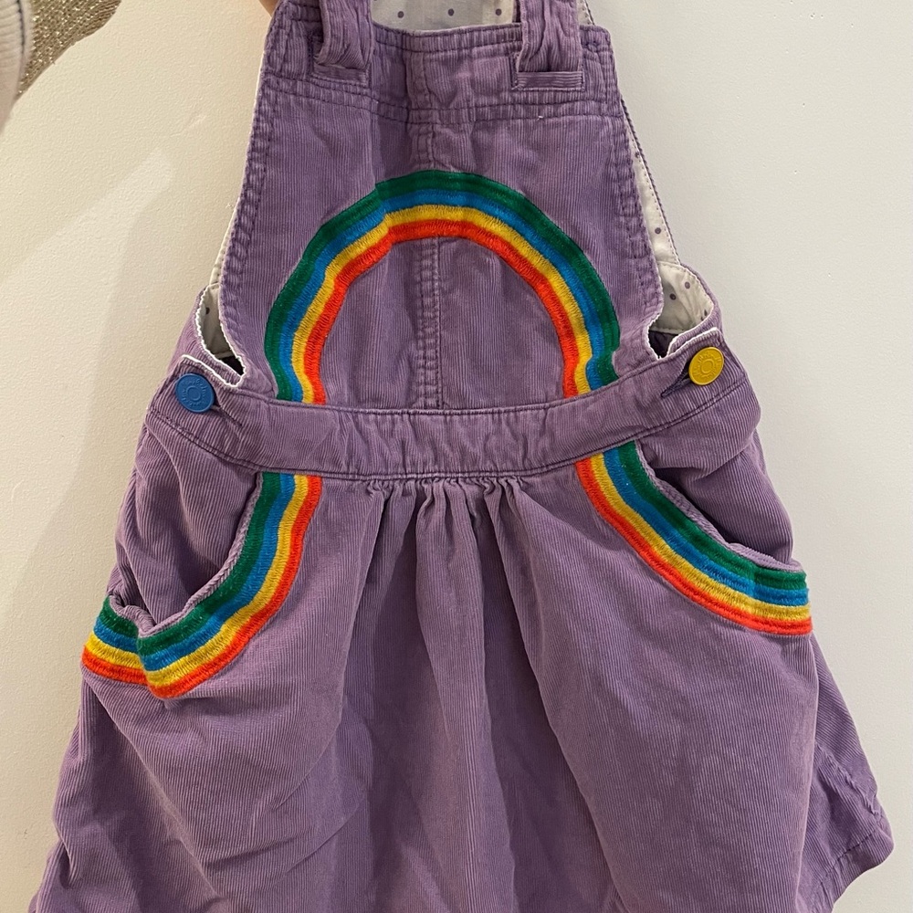 Mini Boden Purple Rainbow Overalls Dress Size 5-6 - Picture 5 of 7